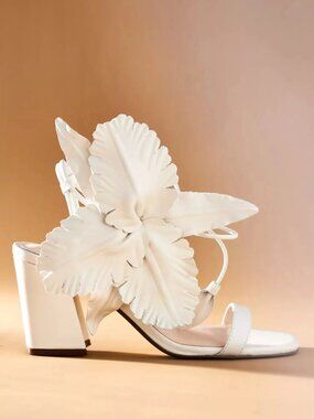 New Anthropologie Cecelia New York Hibiscus Heels White US 7.5 NIB